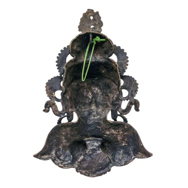 Namaste Posture – Green Tara, Handmade Ritual Metal Mask, Antique Finishing
