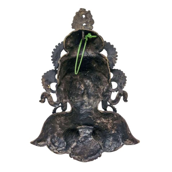 Namaste Posture – Green Tara, Handmade Ritual Metal Mask, Antique Finishing