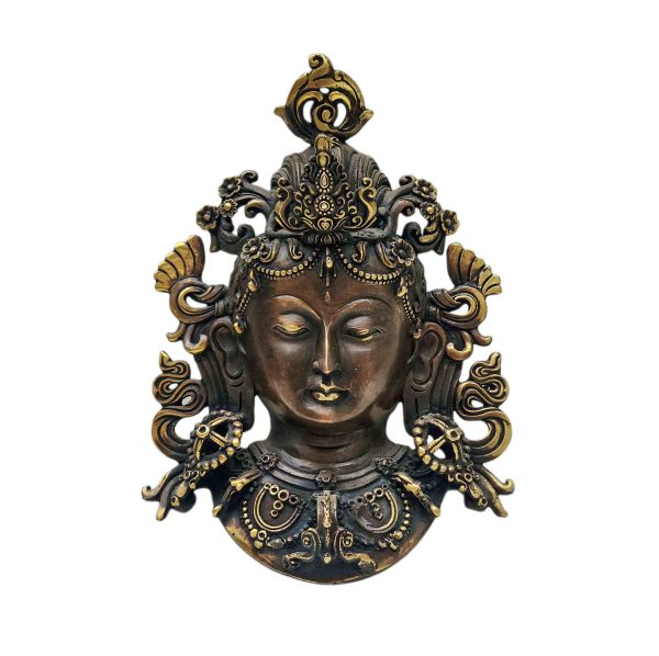Green Tara – Handmade Ritual Metal Mask, Antique Finishing