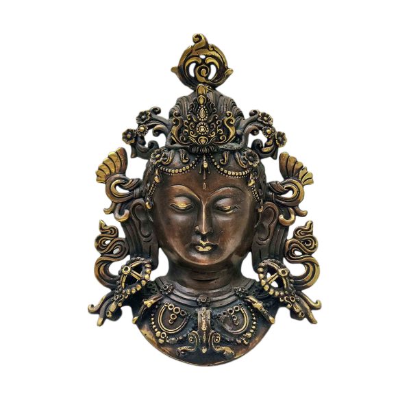 Green Tara – Handmade Ritual Metal Mask, Antique Finishing