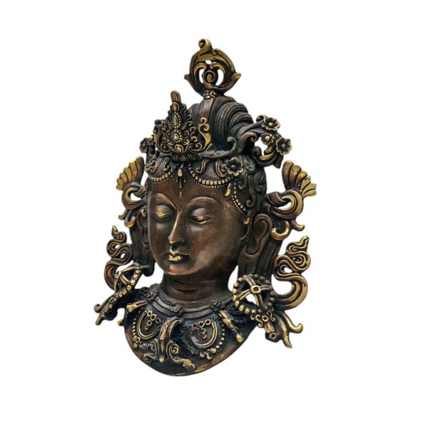 Green Tara – Handmade Ritual Metal Mask, Antique Finishing