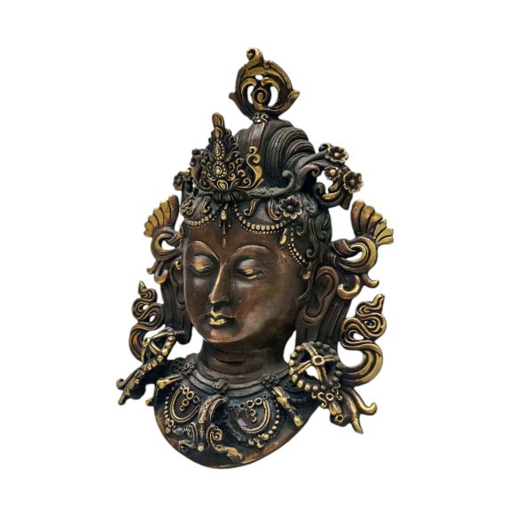 Green Tara – Handmade Ritual Metal Mask, Antique Finishing