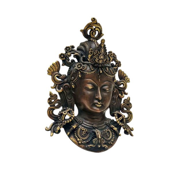 Green Tara – Handmade Ritual Metal Mask, Antique Finishing