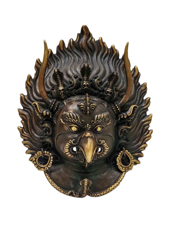 Garuda – Handmade Ritual Metal Mask, Antique Finishing