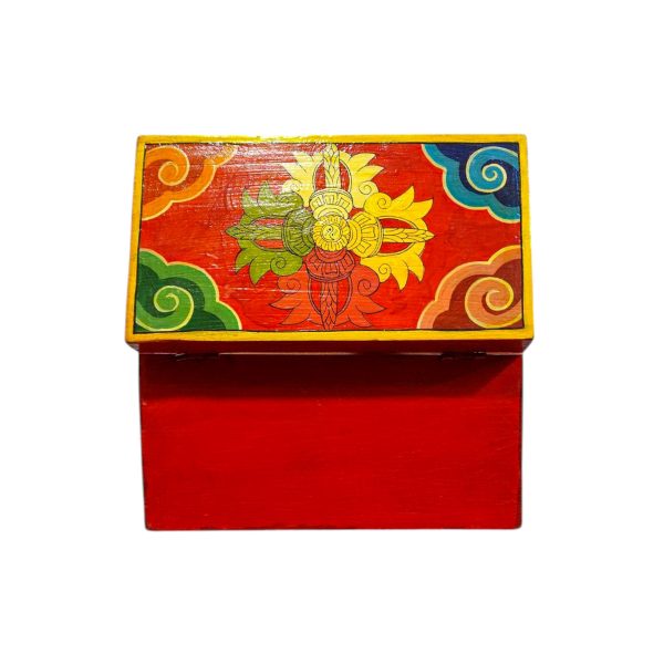 Buddhist Wooden Box with Shakyamuni Buddha and Medicine Buddha – Tibetan Style with Traditional Colors
