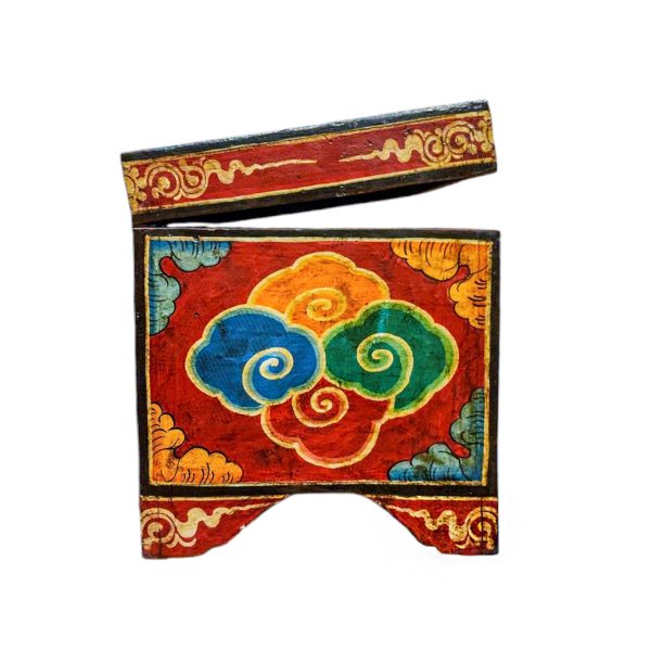 Buddhist Wooden Box with Shakyamuni Buddha and Medicine Buddha – Tibetan Style with Traditional Colors