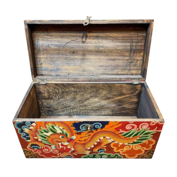 Buddhist Wooden Box with Dragon – Tibetan Style with Traditional Colors