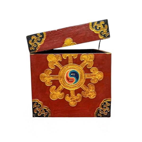 Buddhist Wooden Box with Dragon – Tibetan Style with Traditional Colors