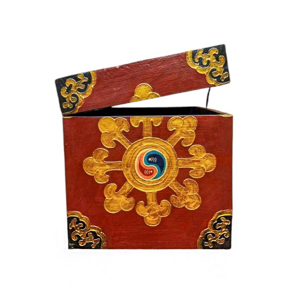Buddhist Wooden Box with Dragon – Tibetan Style with Traditional Colors