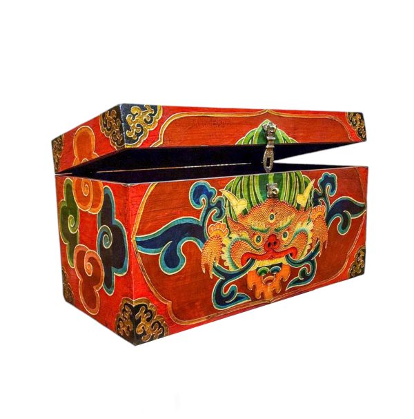 Buddhist Wooden Box with Cheppu – Tibetan Style with Traditional Colors