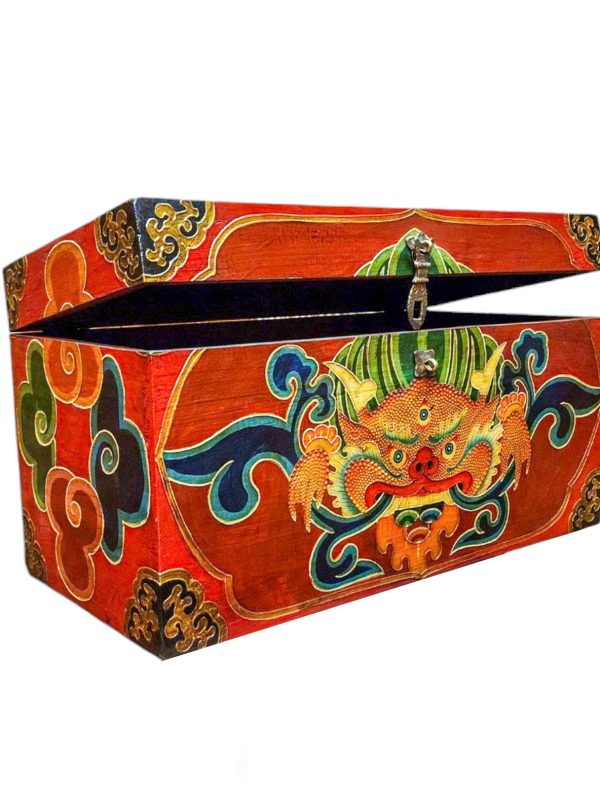 Buddhist Wooden Box with Cheppu – Tibetan Style with Traditional Colors