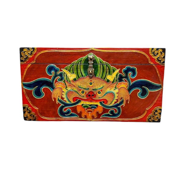 Buddhist Wooden Box with Cheppu – Tibetan Style with Traditional Colors
