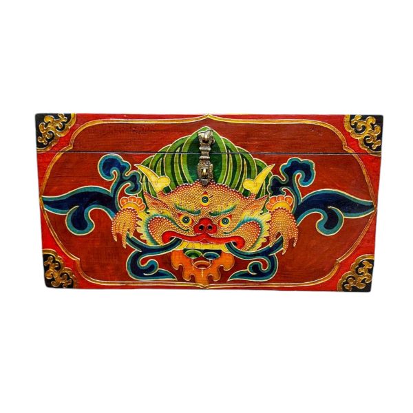 Buddhist Wooden Box with Cheppu – Tibetan Style with Traditional Colors