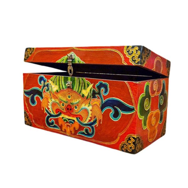 Buddhist Wooden Box with Cheppu – Tibetan Style with Traditional Colors