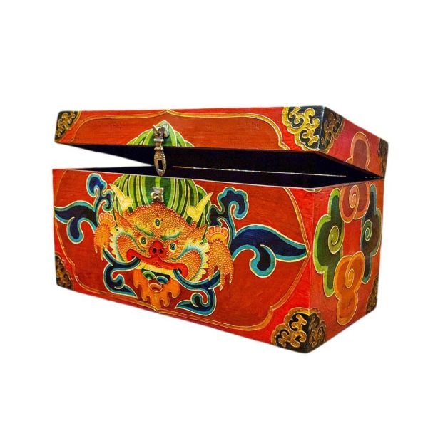Buddhist Wooden Box with Cheppu – Tibetan Style with Traditional Colors