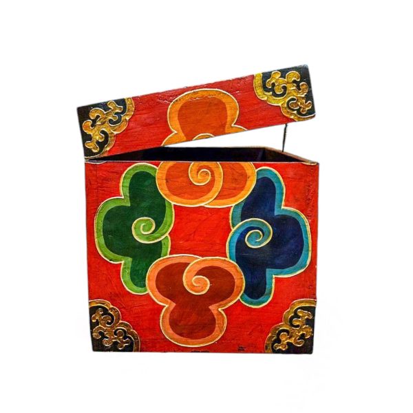 Buddhist Wooden Box with Cheppu – Tibetan Style with Traditional Colors