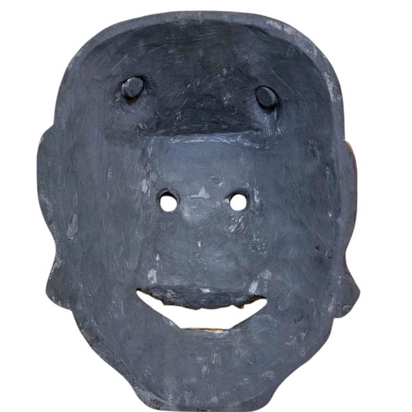 Buddhist Wooden Tribal Mask with Oni – Tibetan Style with Traditional Colors