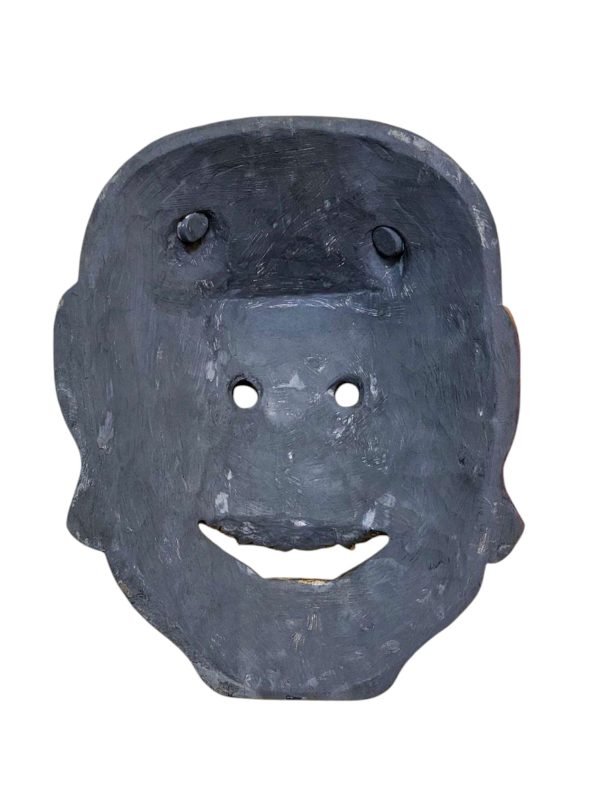 Buddhist Wooden Tribal Mask with Oni – Tibetan Style with Traditional Colors