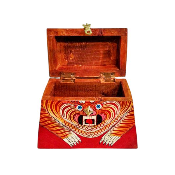 Buddhist Wooden Box with Tiger – Tibetan Style with Traditional Colors