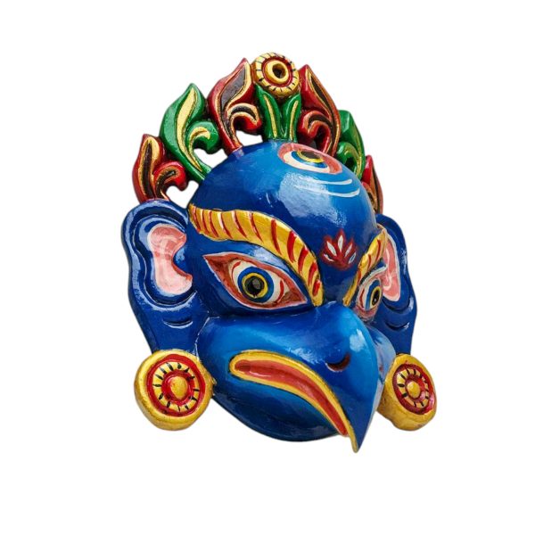 Buddhist Wooden Mask with Garuda – Tibetan Style with Traditional Colors