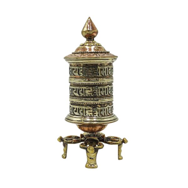 Buddhist Metal Prayer Wheel Table Top, OMPH