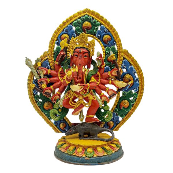 Ganesh Buddhist Handmade Statue – Thangka Color Finishing