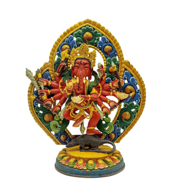 Ganesh Buddhist Handmade Statue – Thangka Color Finishing