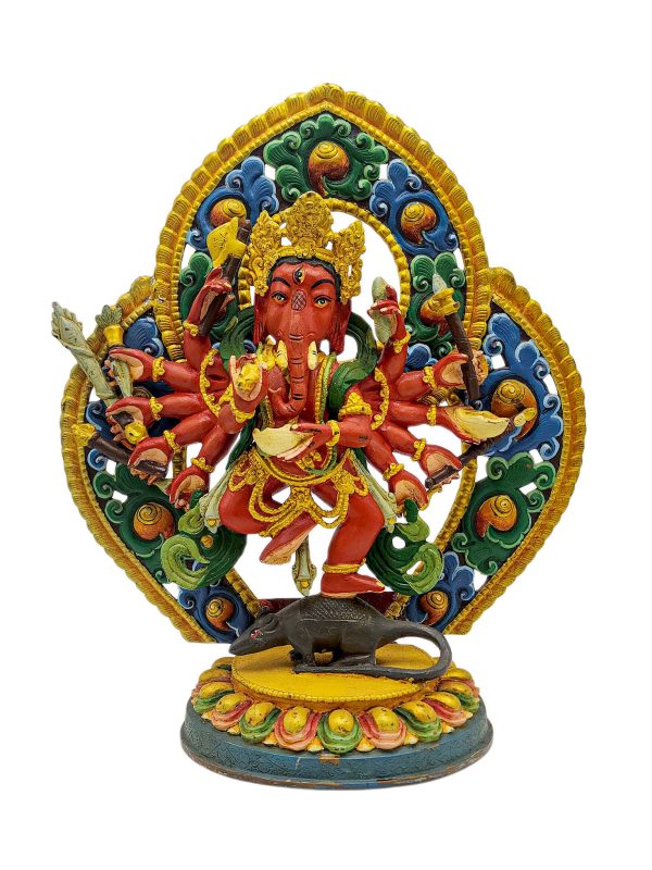 Ganesh Buddhist Handmade Statue – Thangka Color Finishing
