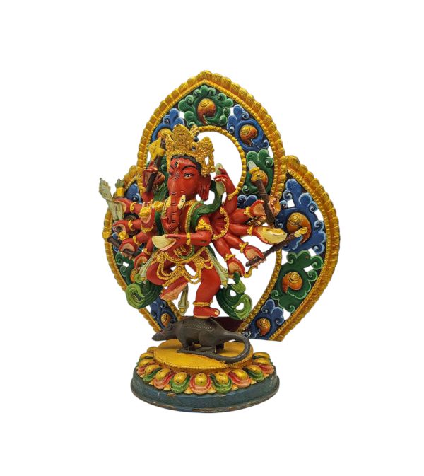 Ganesh Buddhist Handmade Statue – Thangka Color Finishing