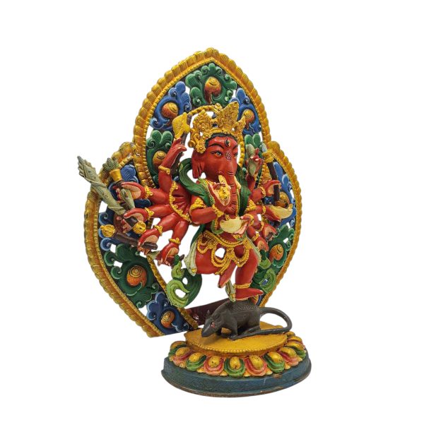 Ganesh Buddhist Handmade Statue – Thangka Color Finishing