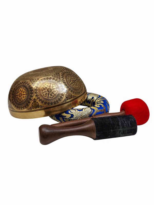 Buddhist Hand-Beaten Singing Bowl – Chakra Carvings