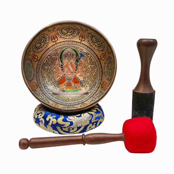 Buddhist Hand-Beaten Singing Bowl – Ganesh Carving