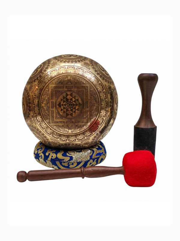Buddhist Hand-Beaten Singing Bowl – Ganesh Carving