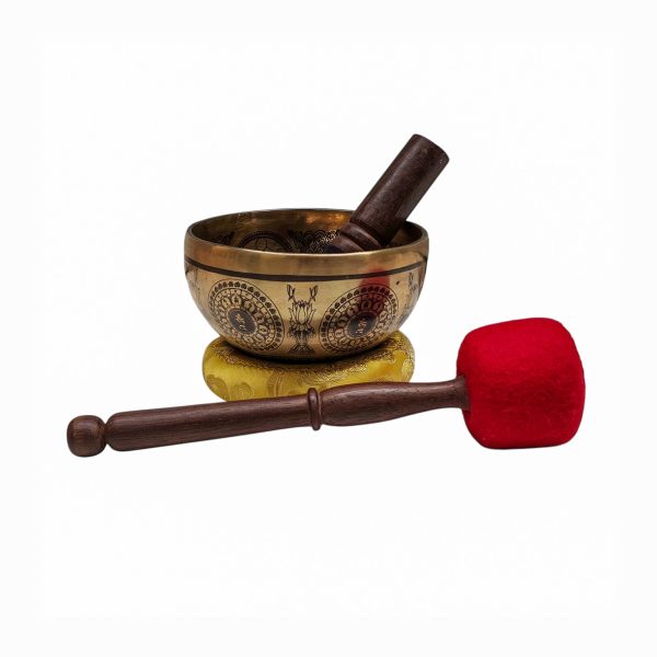 Buddhist Hand-Beaten Singing Bowl – Medicine Buddha Carving