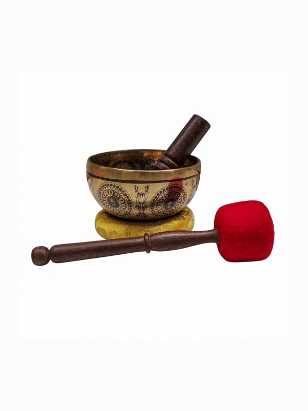 Buddhist Hand-Beaten Singing Bowl – Medicine Buddha Carving