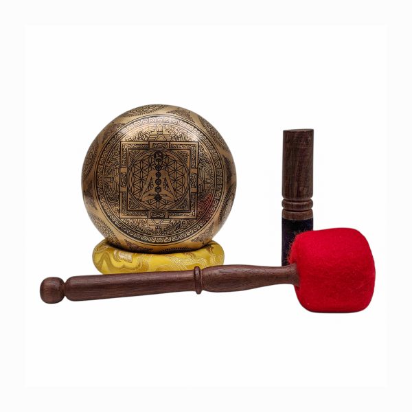 Buddhist Hand-Beaten Singing Bowl – Sahasrabhuja Avalokitesvara Carving