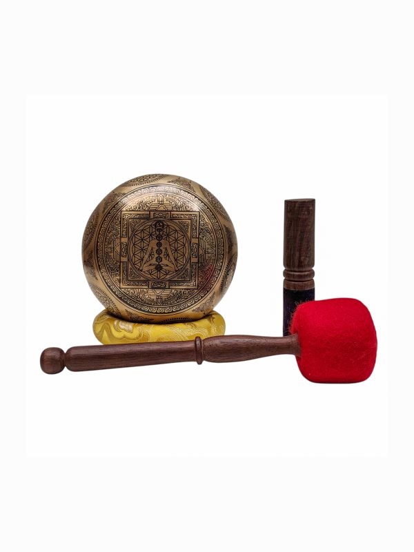 Buddhist Hand-Beaten Singing Bowl – Sahasrabhuja Avalokitesvara Carving