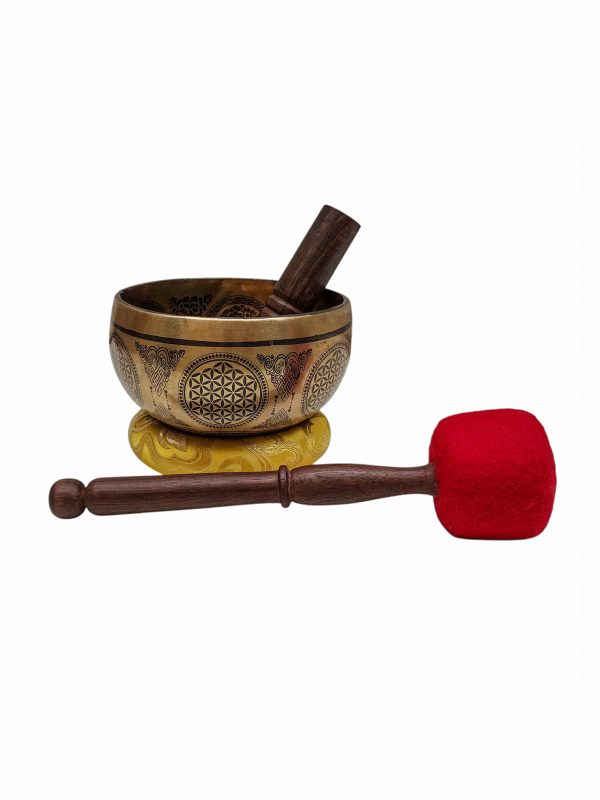 Buddhist Hand-Beaten Singing Bowl – Sahasrabhuja Avalokitesvara Carving