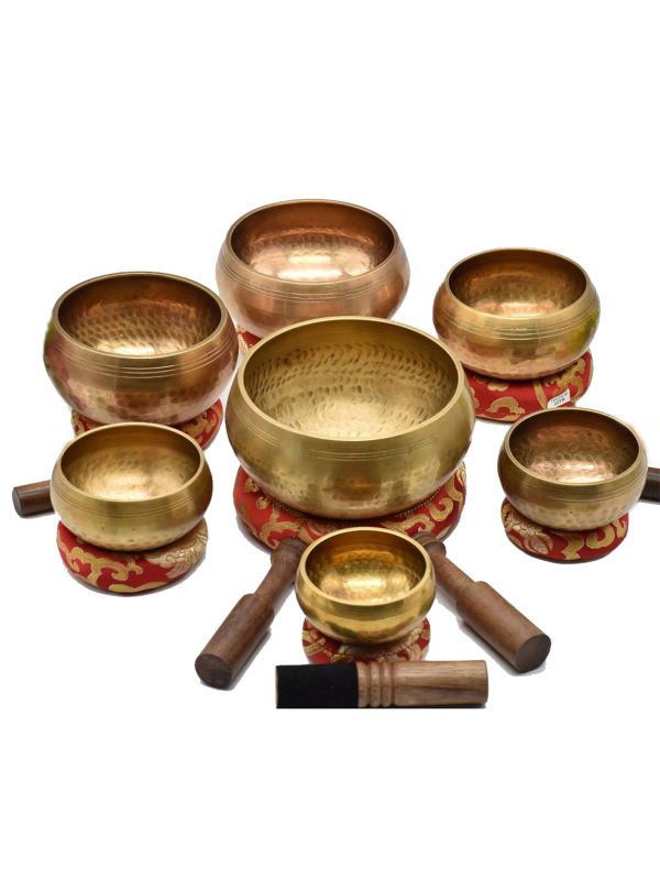 Handmade Beaten Chakra Healing Singing Bowl Set – 7 Pcs