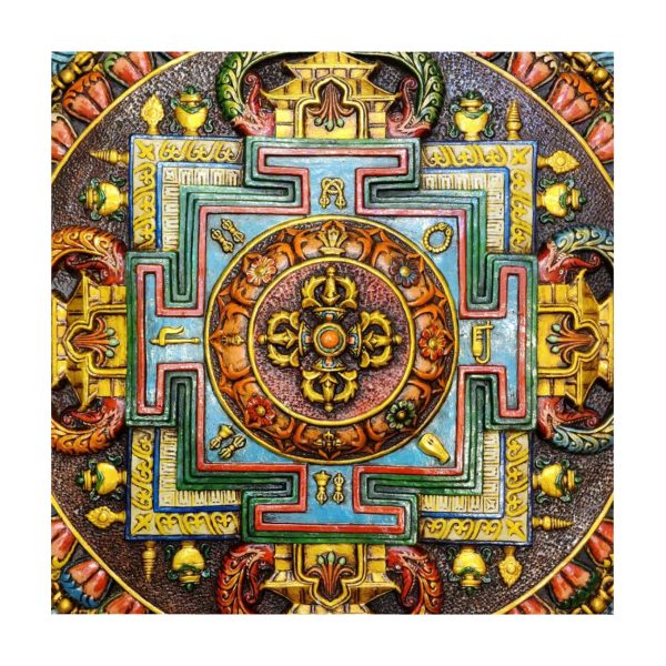 Buddhist Copper Wall Hanging – Tibetan Calendar with Mandala Design
