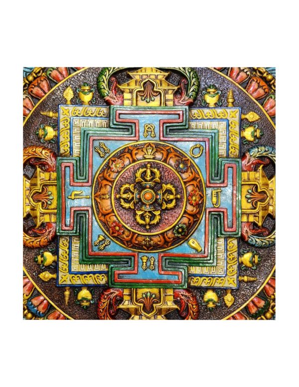 Buddhist Copper Wall Hanging – Tibetan Calendar with Mandala Design