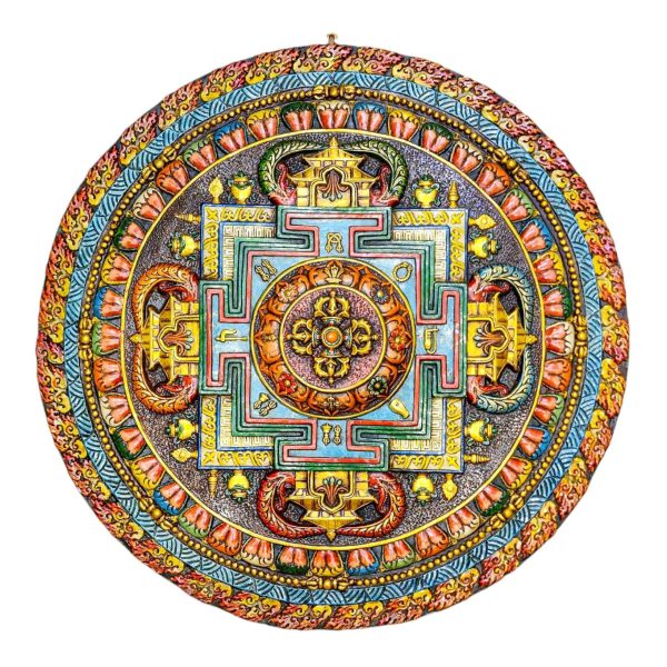 Buddhist Copper Wall Hanging – Tibetan Calendar with Mandala Design