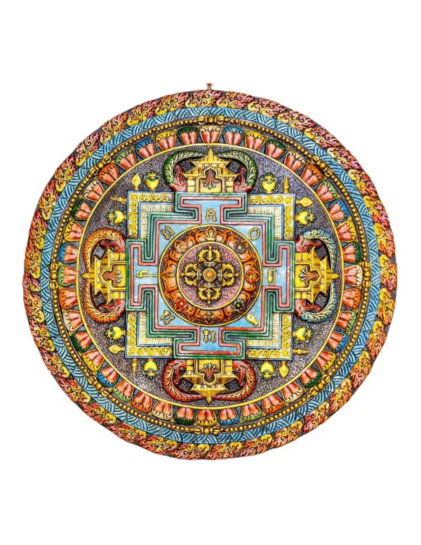 Buddhist Copper Wall Hanging – Tibetan Calendar with Mandala Design