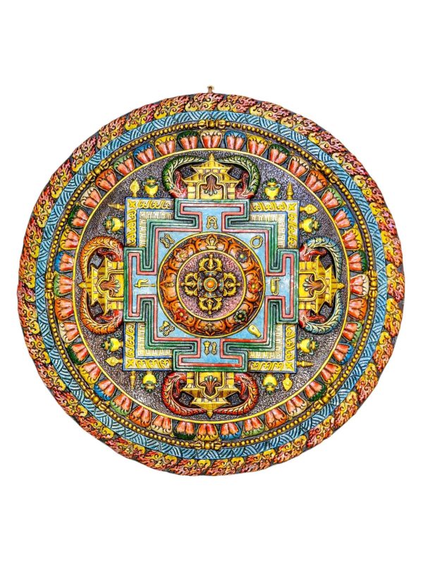 Buddhist Copper Wall Hanging – Tibetan Calendar with Mandala Design