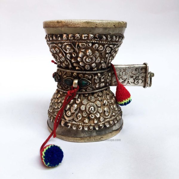 Tibetan Chöd Damaru Crystal with Real Silver