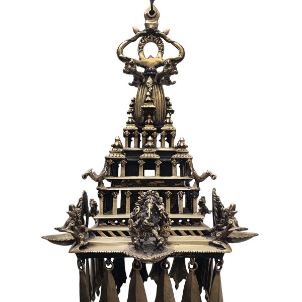 Traditional Handmade Oil Lamp of Krishna Temple with Ganesh Statue