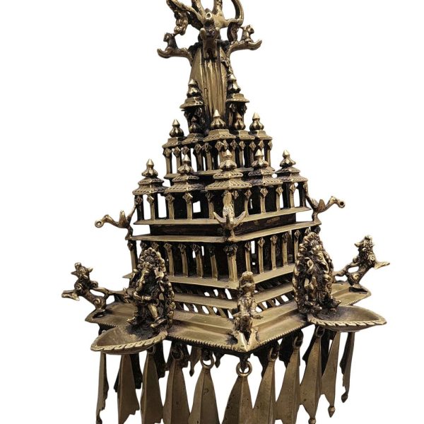 Traditional Handmade Oil Lamp of Krishna Temple with Ganesh Statue