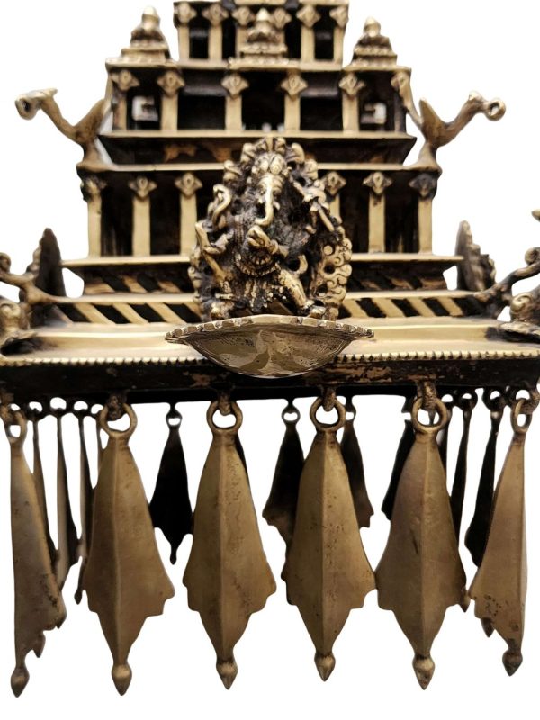 Traditional Handmade Oil Lamp of Krishna Temple with Ganesh Statue