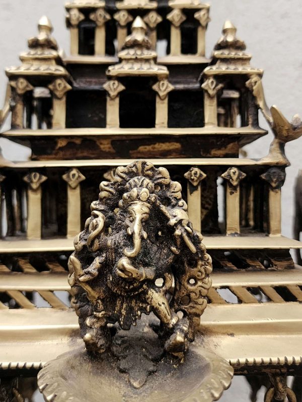 Traditional Handmade Oil Lamp of Krishna Temple with Ganesh Statue