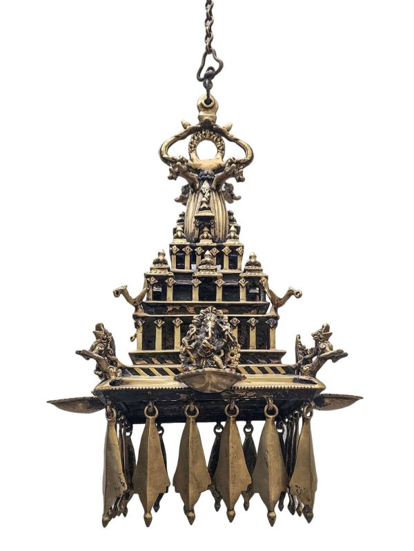 Traditional Handmade Oil Lamp of Krishna Temple with Ganesh Statue